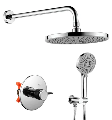 Inbauthermostat-Duschsystem, 25 cm Regendusche, Handbrause, Chrom
