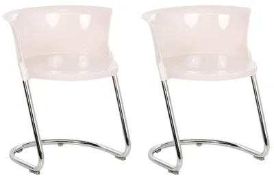 Produktbild von BELIANI Esszimmerstühle 2er Set Cremeweiß aus Kunststoff mit Metallbeinen Geschwungene Rückenlehne Modernes Design für Esszimmer Küche