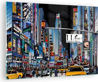 Produktbild von Bilder auf glas - Manhattan New York Straße - 70x50cm - Glasbilder - Wandbilder - Kunstdruck - zum Aufhängen bereit - Wanddekoration aus Glas - Glas Bilder - Wandbild auf Glas - GAA70x50-2720