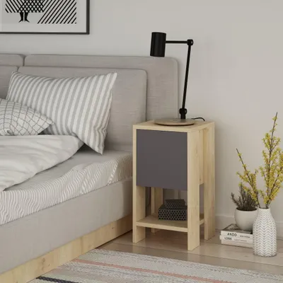 Immagine prodotto di Comodino Ema rovere antracite anta ribalta 30x30x55h