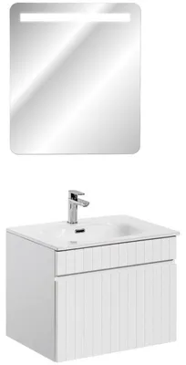 Image de meuble vasque à poser + miroir LED - 60 cm - Emblematic White
