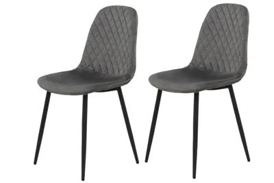 Produktbild von 2er Set Vierfußstuhl Mira  Sitzschale Samtvelour Grau, Metallgestell Schwarz