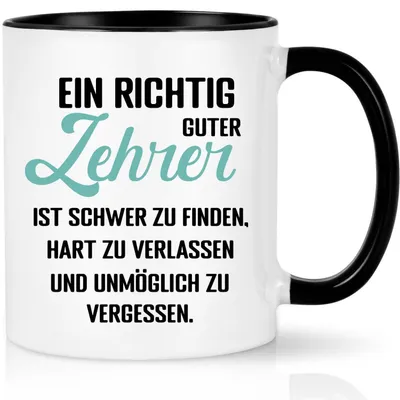 Produktbild von Tasse Geschenk für Lehrer Abschiedsgeschenk Spruch 320ml Schwarz Keramik
