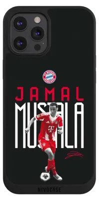 Produktbild von NIVOCASE Handyhülle für Apple iPhone 12 Pro Max  Hülle NIVOpure Case Schwarz FC Bayern München Offizielles Lizenzprodukt Jamal Musiala