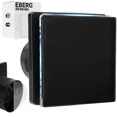Zdjęcie produktu dla EBERG EVO BM 100 L Wentylator Łazienkowy 100 mm LED Klapa Zwrotna Czarny Mat