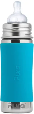 Produktbild von Purakiki Babyflasche 300 ml mit Silikon-Sleeve aqua
