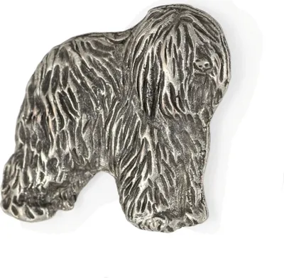 Produktbild von Polnischer Niederungshütehund, PON  - Versilberte Hundebrosche, elegante Anstecknadel, Jackenreversschmuck der Marke Art-Dog