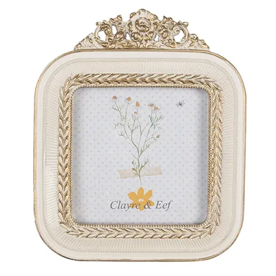 Obrázek produktu pro Clayre & Eef rámeček na obrázky 9x9 cm bílé zlato barevný plast
