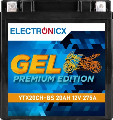 Immagine prodotto di Batteria per moto Electronicx YTX20CH-BS GEL 12V 20Ah 275A/EN – Manutenzione gratuita, durata elevata, precaricata, a tenuta stagna ▶ Premium  Batteria Moto AGM Senza Manutenzione
