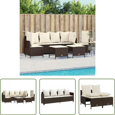 Produktbild von The Living Store 5-tlg. Garten-Sofagarnitur mit Kissen Braun Poly Rattan