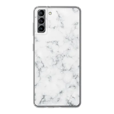 Produktbild von MuchoWow® Handyhülle Schutzhülle Hülle für Samsung Galaxy S21 Plus Marmor - Weiß - Silber - Glitter - Marmoroptik - Chic Silikon Softcase Handy Hülle - Handy-Tasche