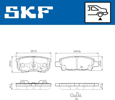 Produktbild von SKF Bremsbeläge Satz Hinten Bremsklötze für JEEP COMPASS (MK49) VKBP 90416 A