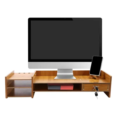 Produktbild von Monitorständer Computer-Riser Büro-Schreibtisch-Organizer aus Holz & Lock File Storage Computer-Desktop-Tablet