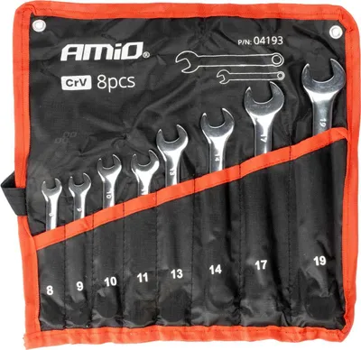 Immagine prodotto di Set di chiavi combinate 8-19 mm CRV in acciaio 8 pezzi AMIO-04193