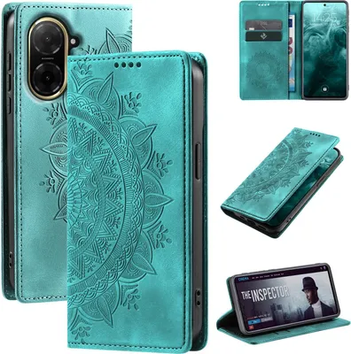 Produktbild von Mandala Handyhülle für Xiaomi Redmi A5 RFID Schutz Klapphülle Case Cover Design Schutzhülle Farbe: Türkis