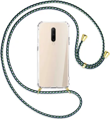 Produktbild von Handykette Backcover-Schutzhülle mit Band (Metall goldfarben) für OnePlus 7 Pro - grün/blau/weiß