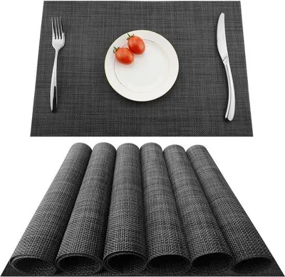 Immagine prodotto di Ibenzoa® Set da 6 sottopiatti, dimensioni 45 x 30 cm – resistenti al calore, lavabili, antiscivolo e resistenti alle macchie, composti per il 70% da PVC e per il 30% da poliestere, ideali per cucina e tavolo da pranzo