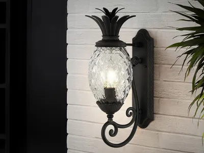 Produktbild von Ausgefallene LED Außenwandleuchte Schwarz, Terrassenbeleuchtung Balkon H: 54cm