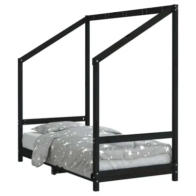 Produktbild von vidaXL Kinderbett Schwarz 80x160 cm Massivholz Kiefer