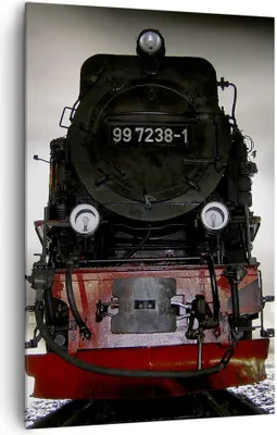 Produktbild von Bild auf Leinwand - Leinwandbild - Einteilig - Dampflokomotive Gleise Nebel - 80x120cm - Wand Bild - Wanddeko - Wandbilder - Leinwanddruck - Wanddekoration - Leinwand bilder - Wandbild - PA80x120-0281