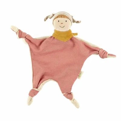 Produktbild von sigikid - 39715 -  Schnuffeltuch Püppchen Green, kuschelweiches Schmusetuch aus Baumwolle, 35cm x 38cm x 6cm, Rosa-Cremeweiß