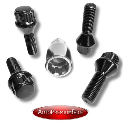 Produktbild von Felgenschloss M12x1,5x28mm Kegelbund 60° kompatibel mit BMW schwarze Felgenschlösser Set