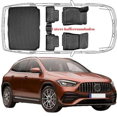 Produktbild von 3D Auto Fußmatten & Untere Kofferraumwanne Set Kompatibel mit Mercedes GLA 2.Gen H247 ab 2020