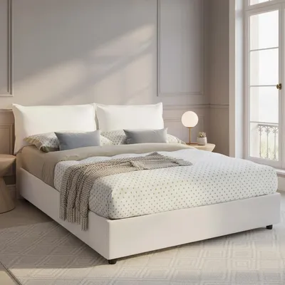 Productafbeelding van Acrab - Tweepersoonsbed, Wit, Opbergruimte Italy