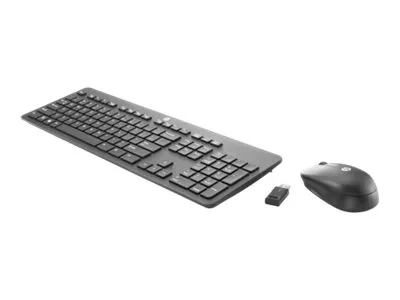 Produktbild von HP T6L04AA, Kabellos, RF Wireless, Mechanischer Switch, QWERTY, Schwarz, Maus enthalten