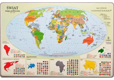 Immagine prodotto di Mappa del mondo. Mappa politica. Sottomano. Zachem