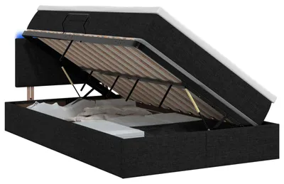 Obrázok produktu pre vidaXL LED posteľ s úložným priestorom a matracom, čierna, 120 x 200 cm, látka