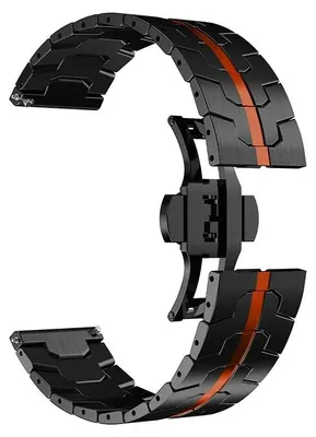 Produktbild von Uhrenarmband - Für Amazfit T-Rex 3 Pro 44 mm - Edelstahl - Metallschnalle - Schwarz/Rot