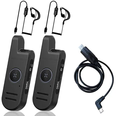 Obrázok produktu pre Miniatúrne vysielačky, nabíjateľné, funkcia VOX (handsfree), profesionálne vysielačky PMR (2 kusy + slúchadlá + programovací kábel)
