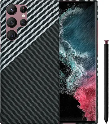 Productafbeelding van Techsuit Carbonite FiberShell achterhoes voor Samsung Galaxy S22 Ultra - Wit/Zwart