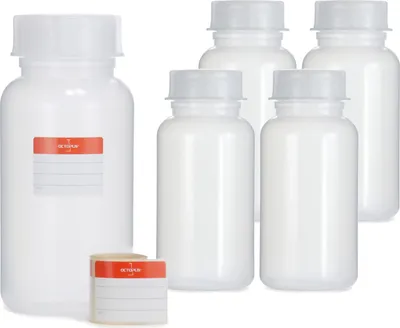 Produktbild von 5x 1000 ml Weithalsflasche mit Deckel, naturfarben, rund, G 65