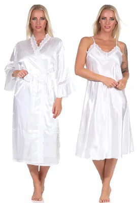 Obrázok produktu pre Dámske dvojdielne kimono Saténový župan s čipkou; Ecru/S/36