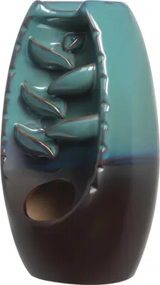 Image de Brûleur à encens à effet cascade et reflux - Fontaine de table en céramique - Effet cascade de fumée - Aromathérapie - Décoration d'intérieur - Détente - Bleu