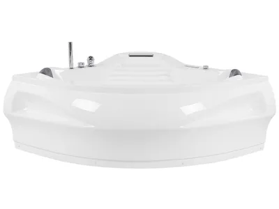 Obrázok produktu pre BELIANI Vírivá rohová vaňa biela akrylát 210 x 145 cm pre 2 osoby s opierkami hlavy LED osvetlenie Bluetooth reproduktor moderný štýl kúpeľňa