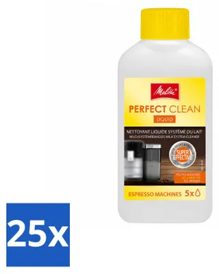 Produktbild von 25 x Melitta Perfect Clean Melksystemreiniger für Kaffeevollautomaten 250 ml - Vorteilspackung - 25 Stücke