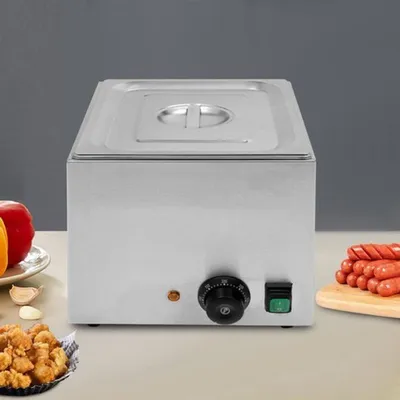 Zdjęcie produktu dla Elektryczny podgrzewacz do kiełbas – pojemność 10 litrów – moc 1300 W – wykonany ze stali nierdzewnej – temperatura do 300°C – przeznaczony do gastronomii i bufetów