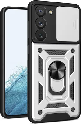 Produktbild von Galaxy S23 Hülle mit 360° Drehbarer Magnetische Ring Ständer Halter Dia Kameraschutz TPU Bumper Silikon Schutzhülle für Samsung Galaxy S23 Silber
