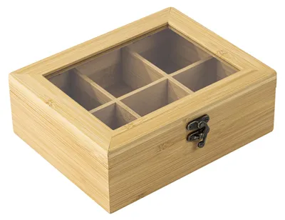 Zdjęcie produktu dla HI 28588 Bambusowe pudełko na herbatę 21x17x7,5cm z okienkiem