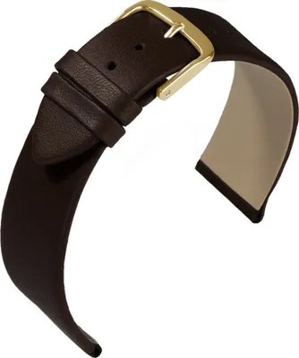 Produktbild von EULIT Uhrenarmband | Nappaleder dunkelbraun ohne Naht | Dornschließe S/G, Stegbreite:20mm, Schließe:Gelbgolden
