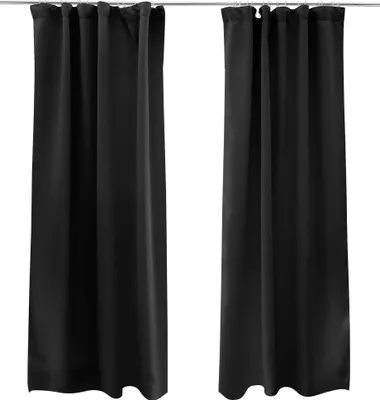 Produktbild von Victoria M. AURORA Vorhang mit Kräuselband, verdunkelnd, 140 x 245 cm, schwarz, 2 Stück verdunkelnd, blickdicht, Thermo‑ & Schallschutz, hochwertige Polyester Gardine