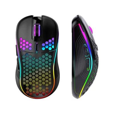 Produktbild von Professionelle Gaming-Maus, leuchtend, kabellos, 2,4 G wiederaufladbar, schwarz, ergonomisches Design