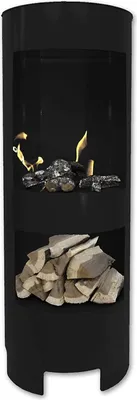 Produktbild von Ethanolkamin Gelkamin Höhe:100cm Breite:37cm Säule Kamin Schwarz mit Holzfach