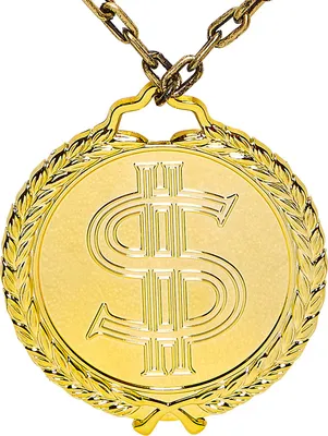 Image de Collier à chaîne avec pendentif en or « Macho Disco Dollar »