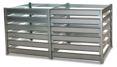 Produktbild von Komposter - 93 x 182 x 87 cm (B x L x H) Doppelbox - aus feuerverzinktem Metall - individuell erweiterbar - Trennung von frischem und reifem Kompost - langlebiges Stecksystem
