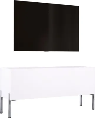 Zdjęcie produktu dla SZAFKA POD TV: matowa biel z chromowanymi nóżkami, 100 x 52 x 32 cm