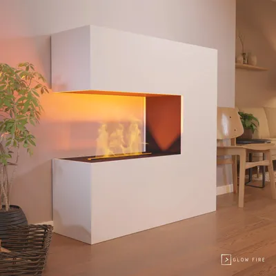Produktbild von GLOW FIRE Elektrokamin 'Schiller' | Wasserdampf Kamin mit OMC 500 ohne Holz in weiß als Raumteiler | HxBxT: 120x120x37 cm